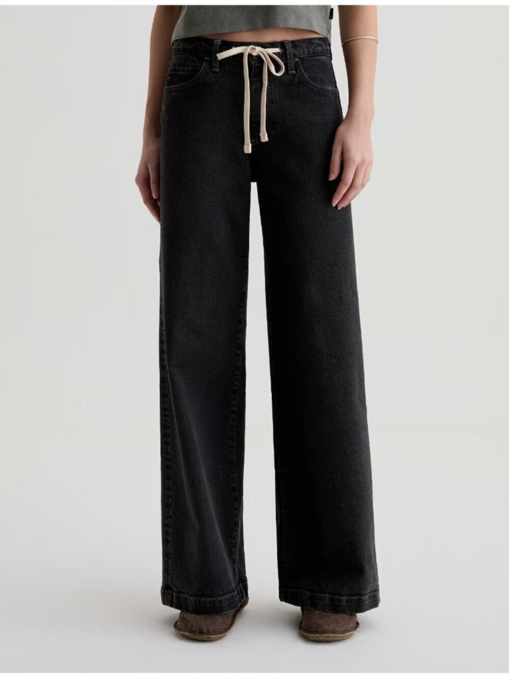 NWT Adriano AG Stella Cinched in Underwater Cove Low Stung Palazzo Jeans 25